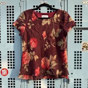 90s Vintage Floral Women’s Shot Sleeve Blouse Top